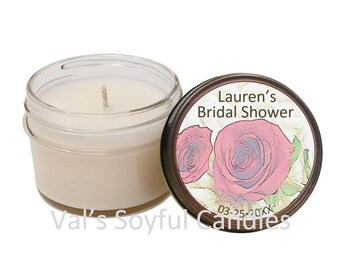 Rose Bridal Shower Favor / Personalized Soy Candle Favor