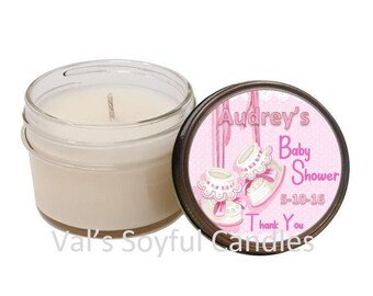 Baby Shower Favor / Pink & White / Soy Candle Favor