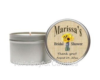 Sunflower Bridal Shower Favor / Personalized Soy Candle Favor