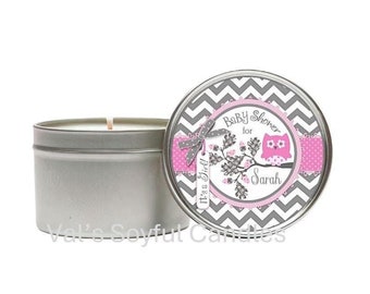 Baby Shower Favor / Owl Theme / Personalized Soy Candle favor