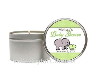 Baby Shower Favor / Elephant Theme / Personalized Soy Candle favor