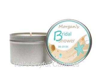 Beach Bridal Shower Favor / Personalized Soy Candle Favor