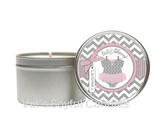Baby Shower Favor / Pink Tutu Theme / Personalized Soy Candle favor