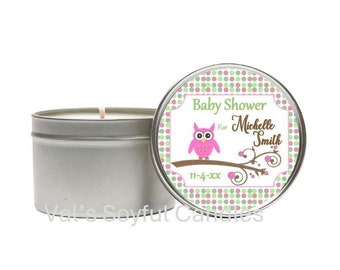 Baby Shower Favor / Owl Theme / Personalized Soy Candle favor