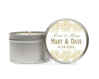 Elegant Wedding Favor / Personalized Soy Candle Favor