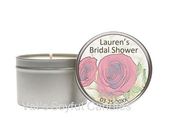 Rose Bridal Shower Favor / Personalized Soy Candle Favor