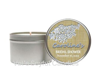 Rustic Bridal Shower Favor / Personalized Soy Candle Favor