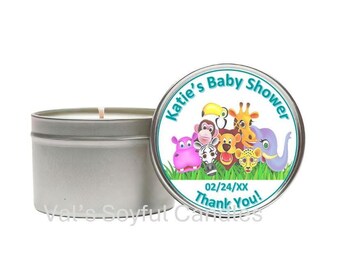 Baby Shower Favor / Jungle Theme / Personalized Soy Candle favor