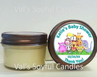 Baby Shower Favor / Jungle Theme / Personalized Baby Shower Favor / Soy Candle favor