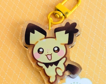 POKEMON Spiky Eared Pichu Cute Acrylic Keychains | Cute Acrylic Charms | Clear Acrylic Accessories | Pokemon HeartGold SoulSilver Johto