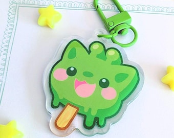 POPSICLE Gnarpy Green Alien Cat Melted Popsicle Acrylic Keychains | Cute Character Acrylic Charms | Acrylic Accessories | Meme Cat Keychain