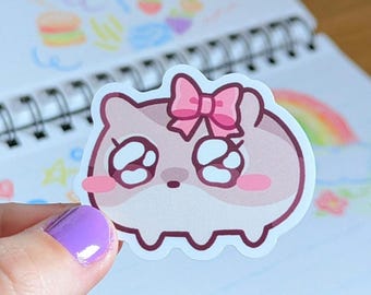 COQUETTE Sad Hamster Pink Vinyl Sticker | Waterproof Weatherproof Stickers | "I'm Just a Girl" Meme Stickers