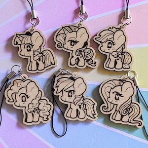 MLP Twilight Sparkle Rarity Rainbow Dash Pinkie Pie Fluttershy Applejack Charms | Wood Cut Charms | Laser Cut Accessories | Wood Accessories