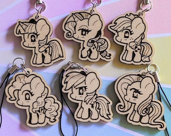 MLP Twilight Sparkle Rarity Rainbow Dash Pinkie Pie Fluttershy Applejack Charms | Wood Cut Charms | Laser Cut Accessories | Wood Accessories