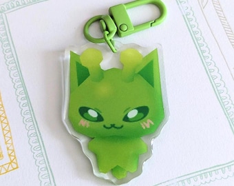 ALIEN CAT Low Poly Green Alien Cat Acrylic Keychains | Cute Acrylic Charms | Clear Acrylic Accessories | Meme Cat Keychain