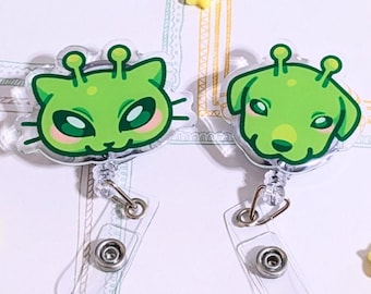 ALIEN Bingus Jotchua Gleeby Acrylic ID Badge Reels | Cute Character Card Holder | Acrylic Accessories | Meme Green Gnarpy Cat Dog Keychain
