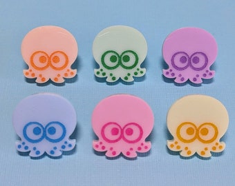 SPLATOON Colorful Pastel Octopus Octoling Mini Acrylic Pins | Acrylic Cut Pin | Laser Cut Accessories | Acrylic Accessories