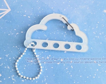 CARABINER Cute White Cloud Acrylic Carabiner | Cute Acrylic Charms | Clear Acrylic Accessories | Custom Acrylic Carabiner Shape Y2K Star Sky