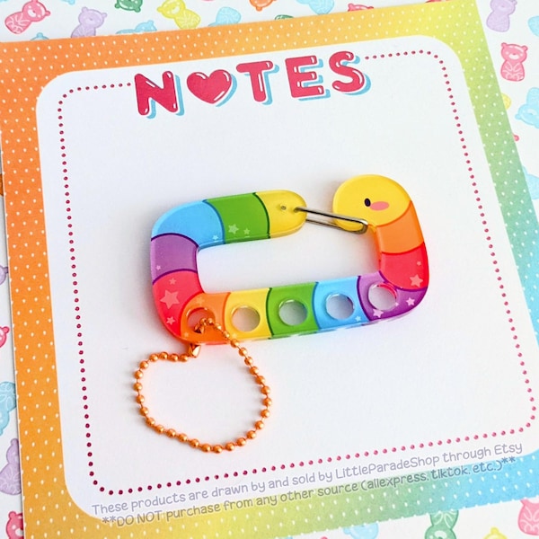 CARABINER Rainbow Worm Acrylic Carabiner | Cute Acrylic Charms | Clear Acrylic Accessories | Custom Acrylic Carabiner Shape Gummy Candy