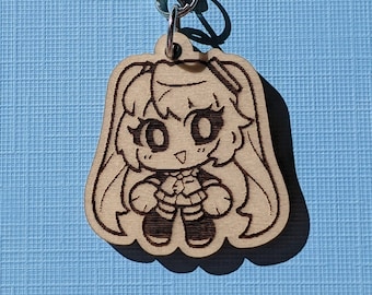 Vocaloid Hatsune Miku Chibi Mini Wood Phone Charms | Wood Cut Charms | Laser Cut Accessories | Wood Accessories