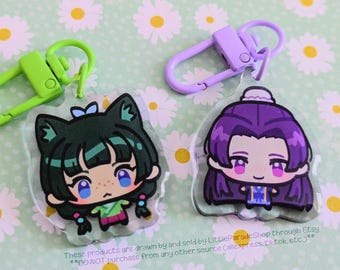 APOTHECARY DIARIES Maomao Cat Jinshi Chibi Acrylic Keychains | Cute Acrylic Charms | Clear Acrylic Accessories