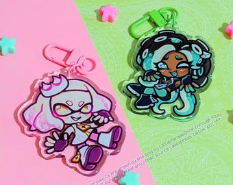 SPLATOON Pearl and Marina Off the Hook Acrylic Keychains | Cute Acrylic Charms | Inkling Octoling Splatoon | Kawaii Japanese Squid Keychain