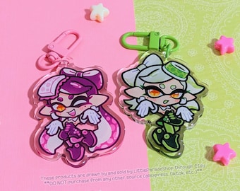 SPLATOON Callie and Marie Squid Sisters Acrylic Keychains | Cute Acrylic Charms | Inkling Octoling Splatoon | Kawaii Japanese Squid Keychain
