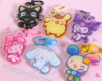 SANRIO Softies Acrylic Keychains | Cute Acrylic Charms | Clear Acrylic Accessories | Kawaii Japanese Mascot Keychain