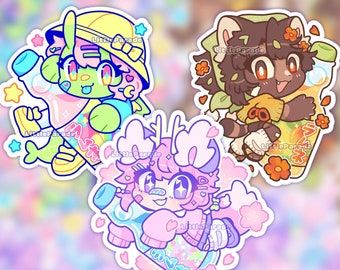 Adesivos de vinil inspirados na moda de rua japonesa com personagens originais da RAMUNE, Marble Soda | Adesivos à prova d'água e resistentes às intempéries
