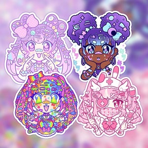 DECORA Gals Sweet~, KIRAKIRA, Flatline, DOKIDOKI Japanese Street Fashion Inspired Vinyl Stickers | Waterproof Weatherproof Stickers