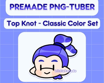 Top Knot Splatuber - 6 Ink Colors, 5 Skin Tones | Premade PNG-tuber Splatoon V-tuber Vtuber Model Livestreaming Stream Twitch Youtube OBS