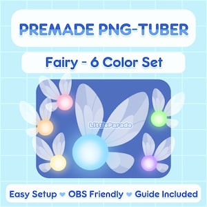 Glowing Fairy PNG-tuber - 6 Colors | Premade PNG-tuber Legend of Zelda Fantasy V-tuber Vtuber Model Livestreaming Stream Twitch Youtube OBS