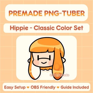 Hippie Splatuber - 6 Ink Colors, 5 Skin Tones | Premade PNG-tuber Splatoon V-tuber Vtuber Model Livestreaming Stream Twitch Youtube OBS