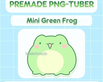 Premade Mini PNG-tuber Model Mini Green Frog | Beginner Friendly | V-tuber, Vtuber, Livestreaming, Stream, Twitch, Youtube, OBS