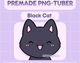 Premade PNG-tuber Model Black Cat | 6 Expressions | V-tuber, Vtuber, Livestreaming, Stream, Twitch, Youtube, OBS