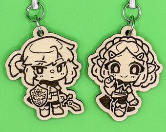 Legend of Zelda Breath of the Wild Tears of the Kingdom Link and Zelda Charms | Wood Cut Charms | Laser Cut Accessories | Wood Accessories