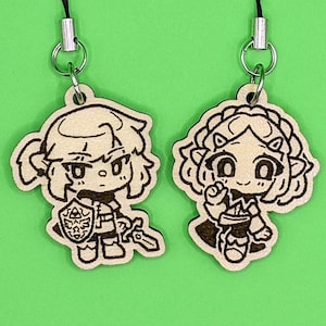 Legend of Zelda Breath of the Wild Tears of the Kingdom Link and Zelda Charms | Wood Cut Charms | Laser Cut Accessories | Wood Accessories