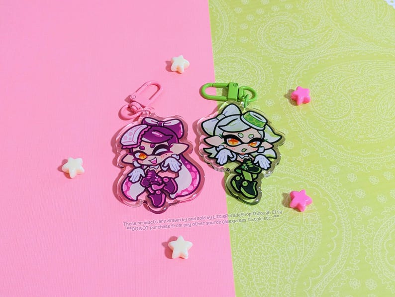 SPLATOON Callie and Marie Squid Sisters Acrylic Keychains | Cute ...