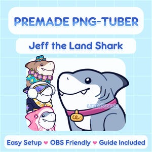 Mini PNG-tuber prediseñado: Jeff the Land Shark, 5 skins / Apto para principiantes / V-tuber, Vtuber, Transmisión en vivo, Transmisión, Twitch, YouTube, OBS