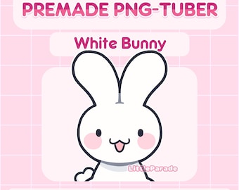 Premade PNG-tuber Model White Bunny | 6 Expressions | V-tuber, Vtuber, Livestreaming, Stream, Twitch, Youtube, OBS
