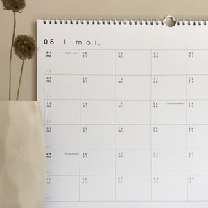 Kalender 2024 mit Klebepunkten, Tischkalender, Wandkalender, Jahresplaner, Monatsübersichten, DIN A4 & A3, Querformat, Kalenderbindung weiß Bild 2
