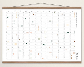 großer Kalender A1, Kalender 2024, großes Kalenderposter, Kalender mit Klebepunkten, großer Jahresplaner, Jahresübersicht, DIN A1