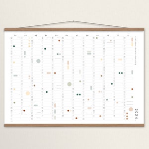 large calendar A1, calendar 2024, large calendar poster, calendar with adhesive dots, large annual planner, annual overview, DIN A1