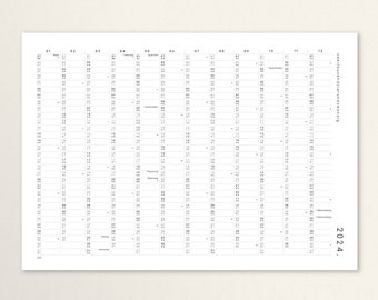 Jahresplaner A2/A1 mit Klebepunkten 2024 , Kalender mit Aufklebern, Jahresübersicht, großer Kalender, Kalenderposter, Wandkalender