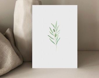 Olive branch, postcard, olive card, wedding card, greeting card, olive tree, birthday card, birth card, baptism card, retirement card, A6