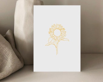 Sonnenblume, Postkarte Sonnenblume, Karte zum Geburtstag, Karte Geschenk, Blumenpostkarte, Grußkarte, Geschenkkarte, floral, DinA6