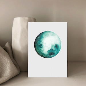 Carte postale MOND | | CARTE D’ANNIVERSAIRE | de district | abstraits | minimaliste | de peinture à l’aquarelle | verte Din A6