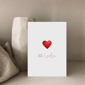 Biglietto di buon compleanno, cuore, biglietto di compleanno, biglietto d'amore, biglietto d'amore, biglietto di nozze, San Valentino, congratulazioni, cartolina, biglietto pieghevole, A6