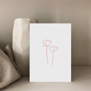 Mohn Postkarte, Mohnblume, Klatschmohn, Karte zum Geburtstag, Lineart, Karte Geschenk, Blumenpostkarte, Grußkarte, Geschenkkarte, floral, A6