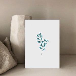 Eukalyptus Postkarte, Eukalyptuszweig, Karte zum Geburtstag, Geschenkkarte, Eukalyptus-Aquarell, Leinenstrukturkarton, Din A6